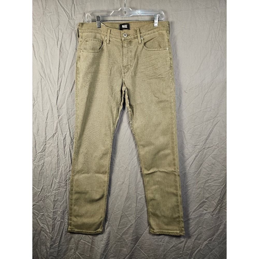 Paige Normandie Straight Leg Transcend Jeans Olive Green Tan Mens 33x34